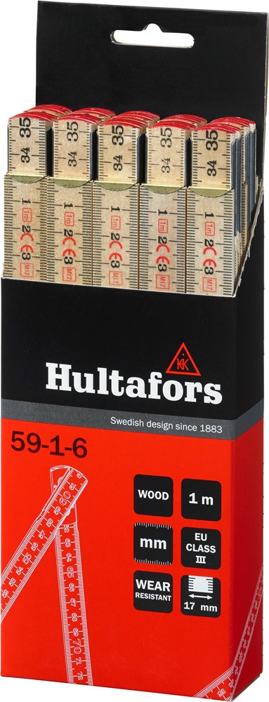 100204 Hultafors Holzgliedermaßstab 59-1-6, 1m, 6 Glieder (Preis pro Stück)