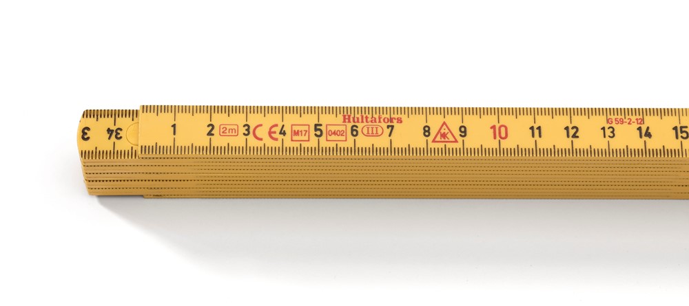 200104 Hultafors Gliedermaßstab G59, 15 mm breit, gelb, mit Millimetereinteilung, Meterstab 2 m, 12 Glieder (Preis pro Stück)