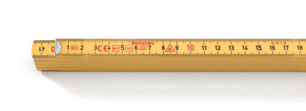 200604 Hultafors Gliedermaßstab GE59, Metallenden, 15 mm breit, gelb, Meterstab, 2 m, 10 Glieder (Preis pro Stück)