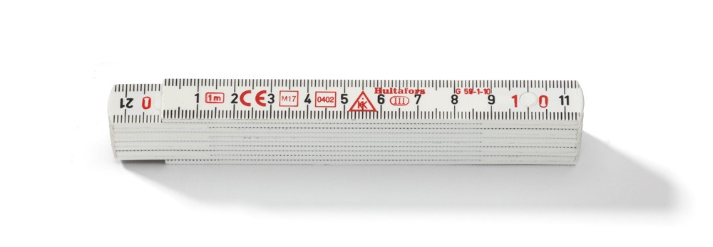 200364 Hultafors Gliedermaßstab G59, 13 mm breit, weiß, mit Millimetereinteilung, Meterstab, 1 m, 10 Glieder (Preis pro Stück)